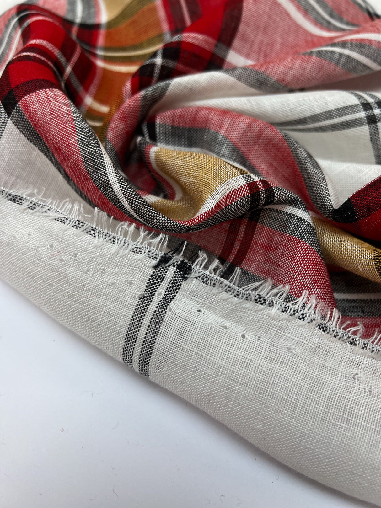 Linen Checked Woven Fabric