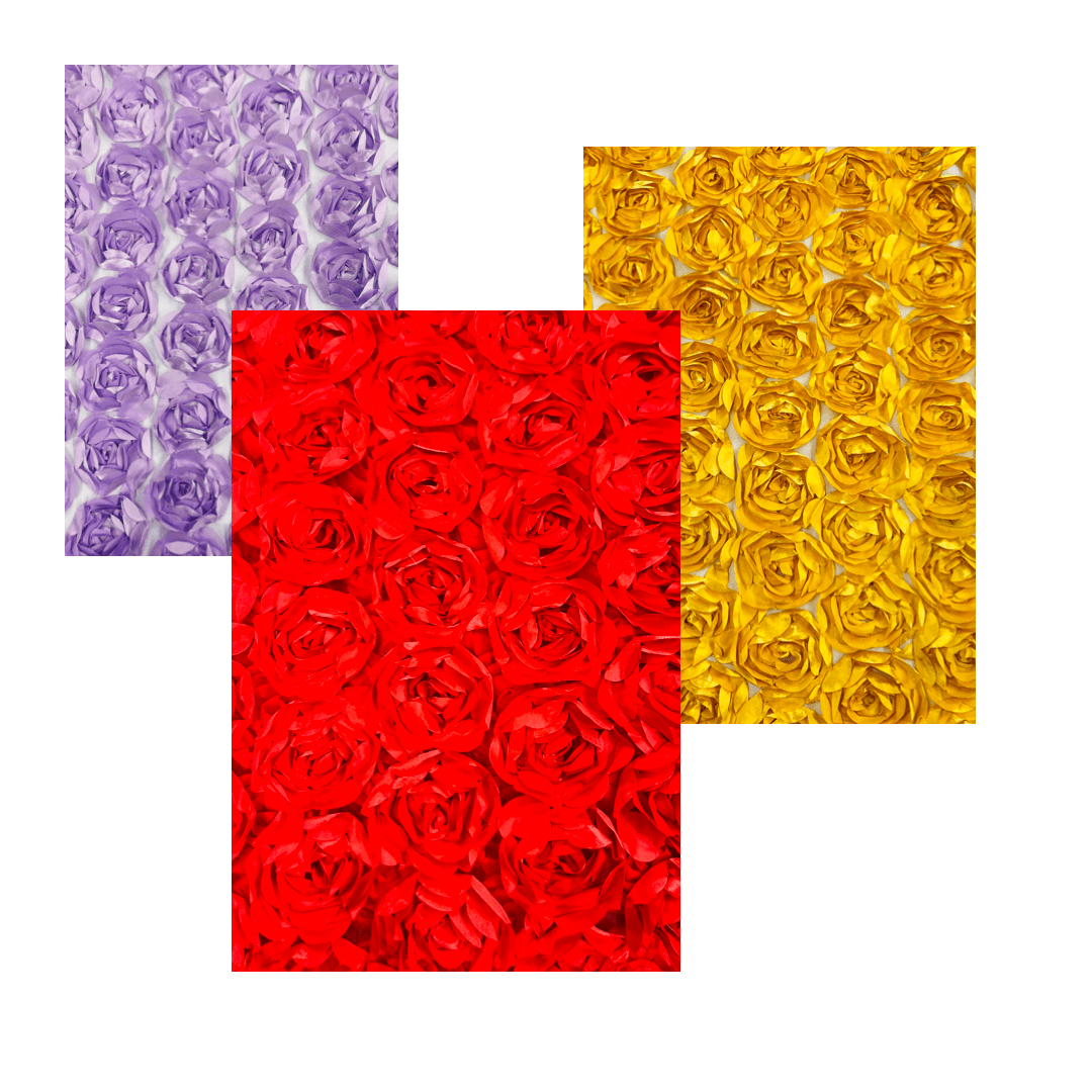 3D Roses On A Mesh Fabric - 54" Width, Color Options (1 Yard)