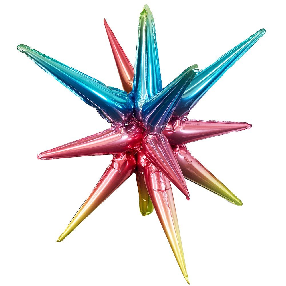 Foil Balloon 3D Star-Burst Metallic Rainbow Ombre
