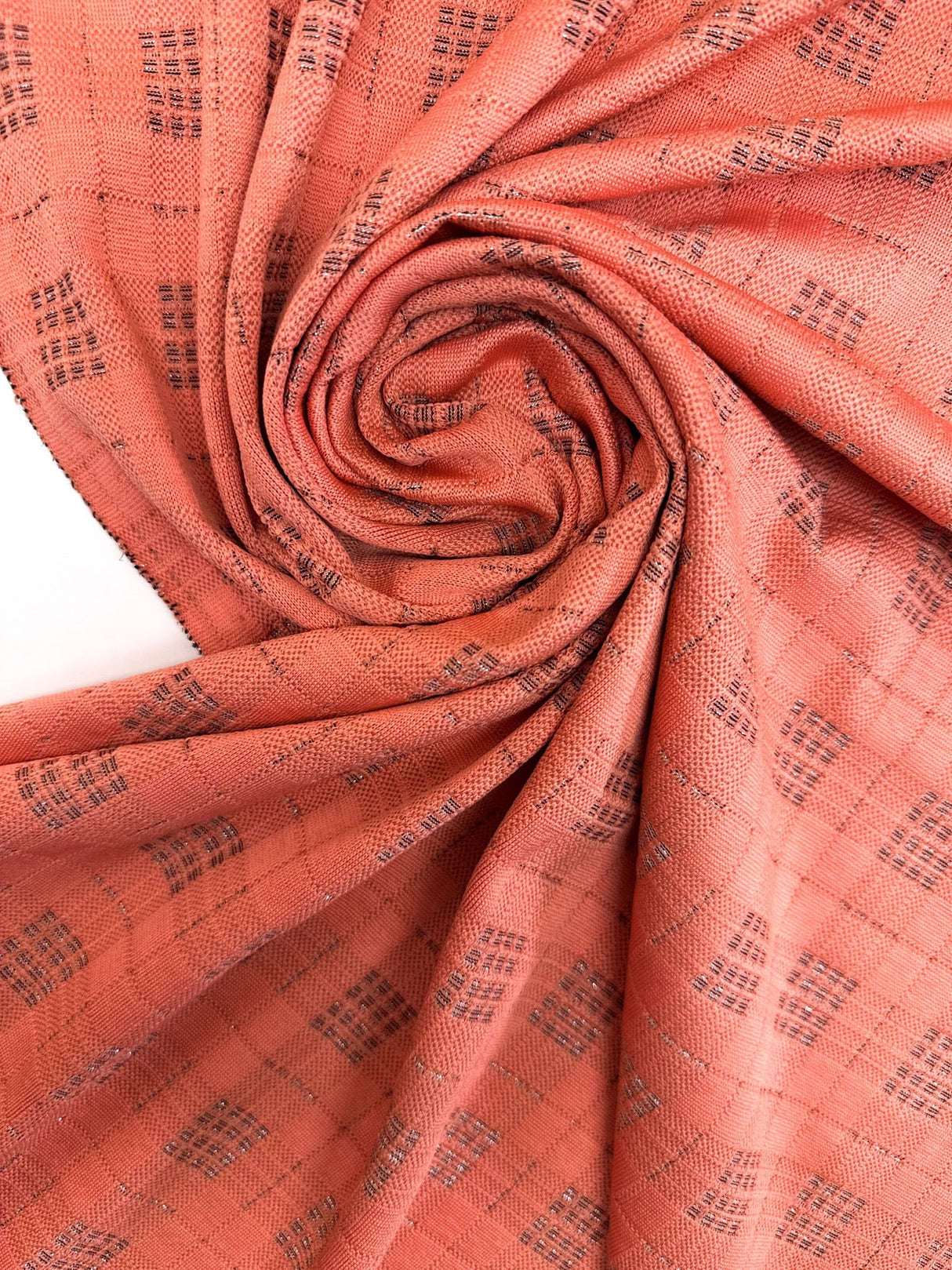 Polyamide Elastane Lurex Jacquard Checked Silver