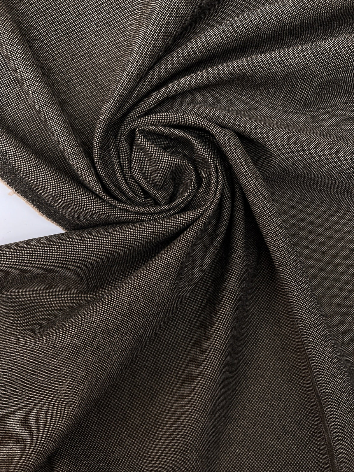 Wool Cotton Plain Weave Suiting Fabric Beige Black