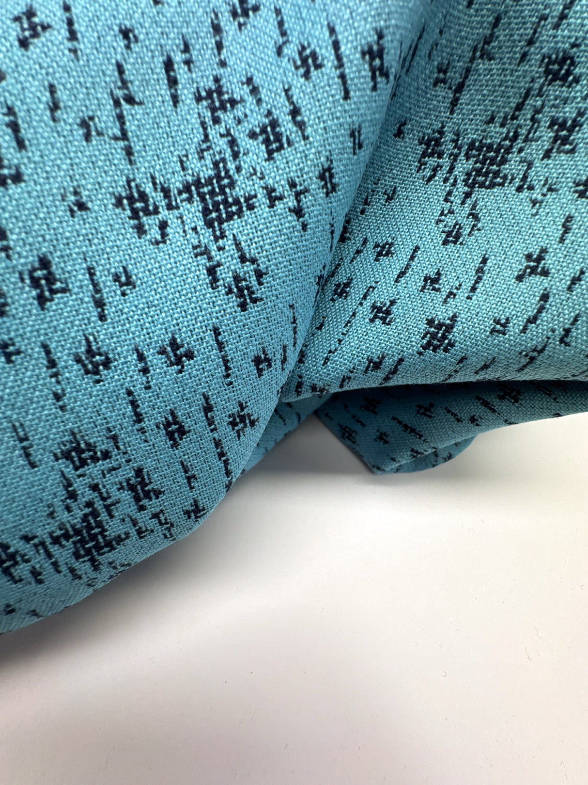 Wool Blend Jacquard Fabric Blue Black