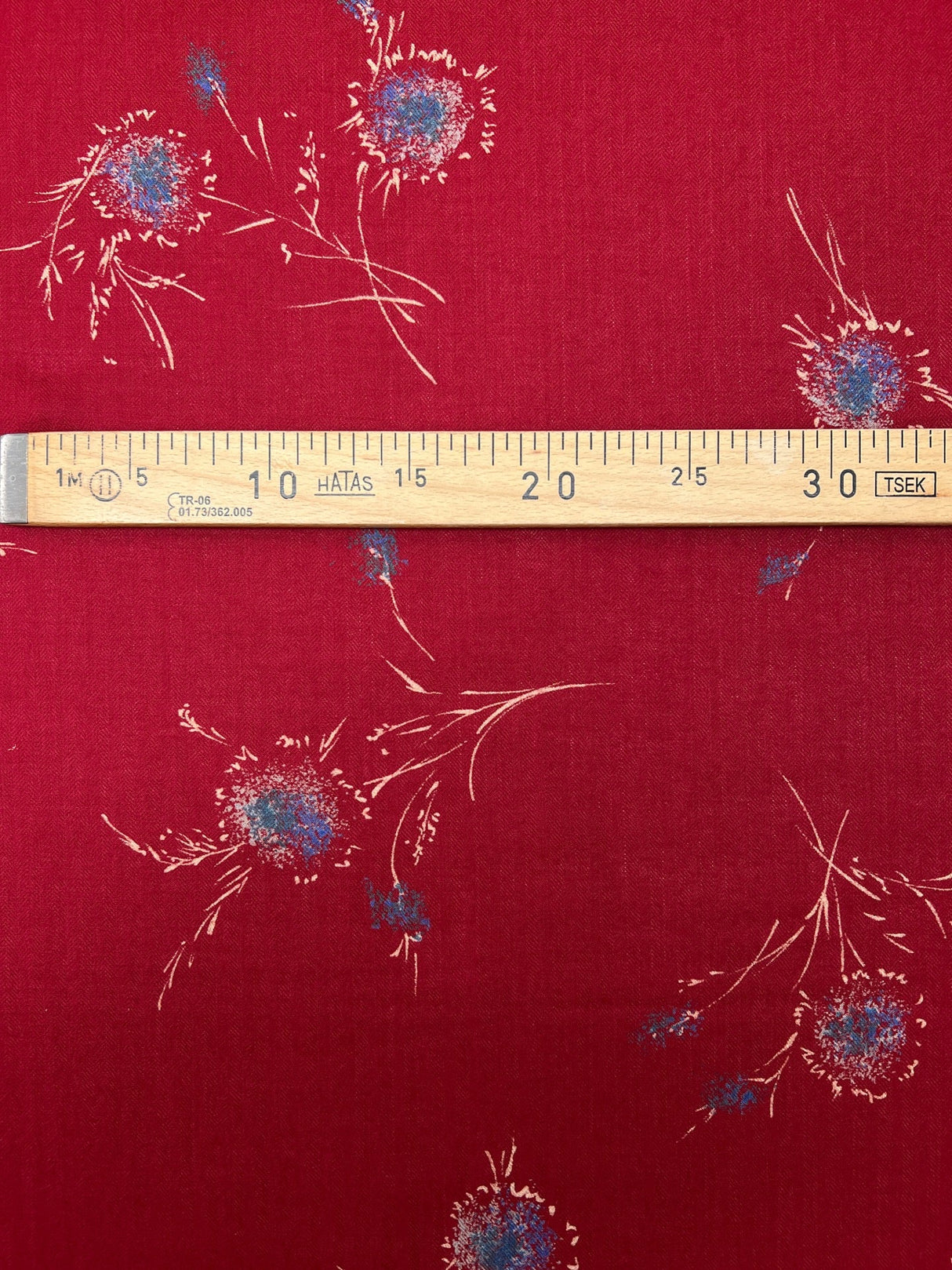 Wool Printed Twill Red Beige