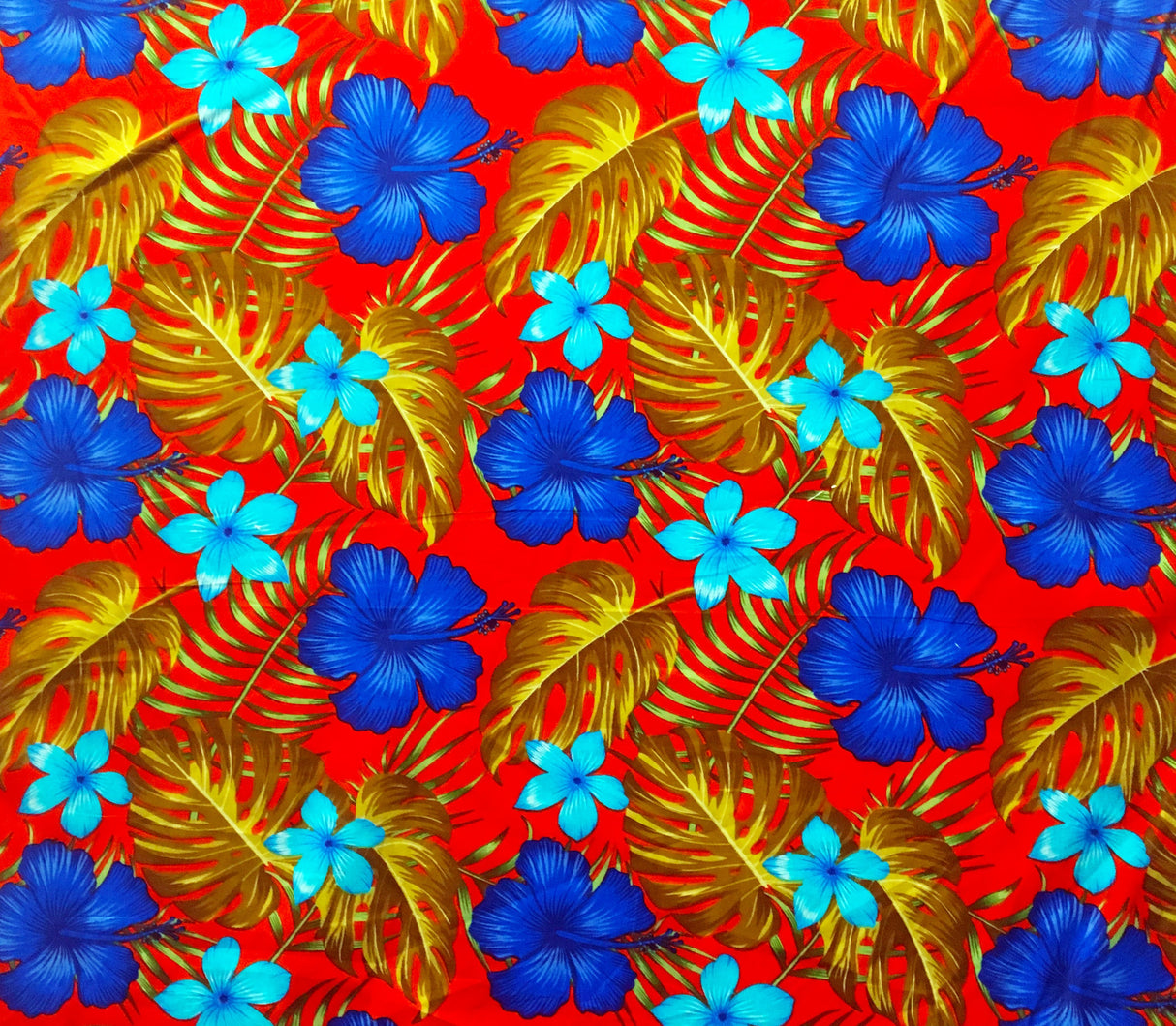 All Over Tropical Flowers Cotton Fabric - Tropical Floral Print, 36" X 42" (1 Yard)