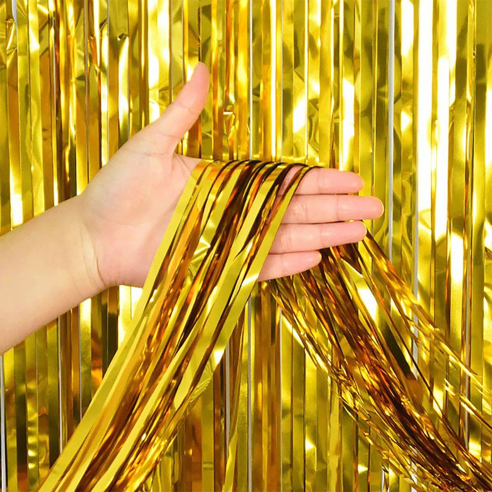 Foil Fringe Curtain Metallic Gold