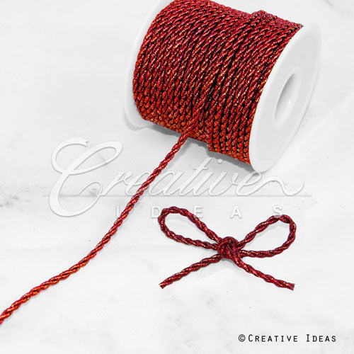 3Mm 2 Ply Metallic Twist Cord-25 Yds (Red)