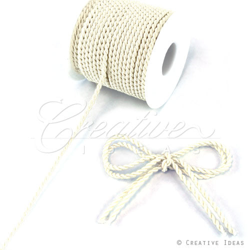 3Mm 2 Ply Twist Cords - 25 Yards (Ivory)