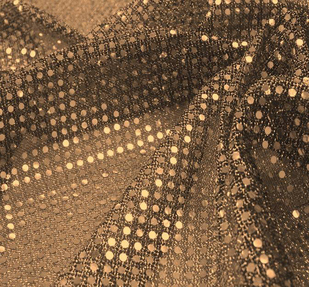 3?mm Sequin Knit Fabric 1 Yard Black & Gold 50/50 Polyester Nylon Sparkle Apparel Costume Fabric