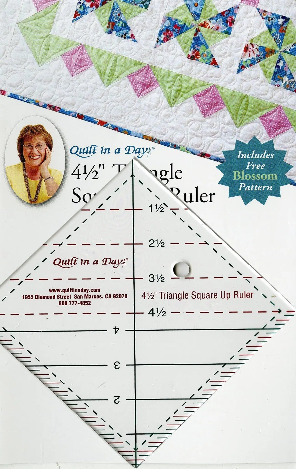 Quilting Ruler Triangle Square Up 4-1/2in Clear Plastic