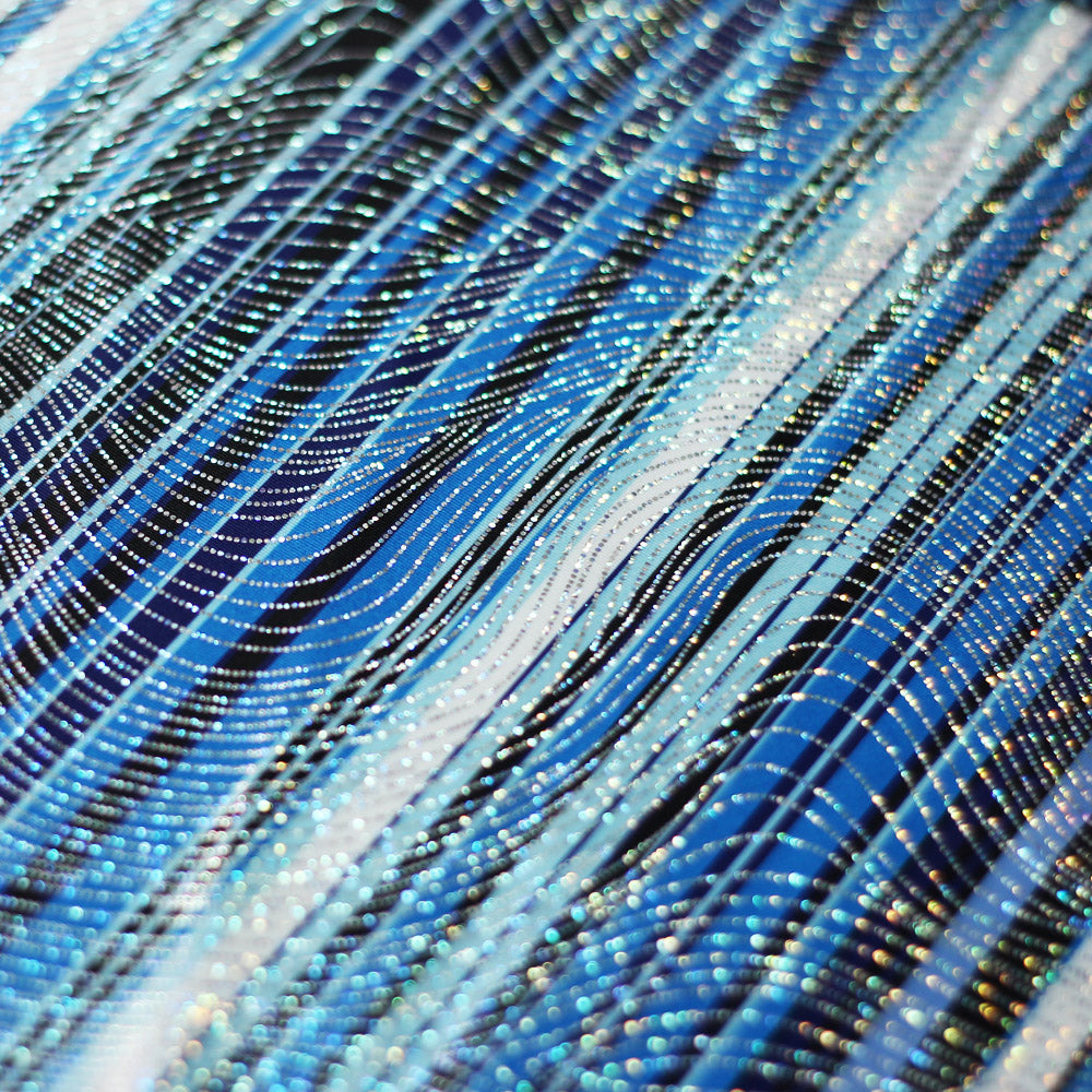 Zulu Stripes Poly Spandex Fabric - Red Multi, Blue Multi, Wide Horizontal Stripes, 58-60" Width (1 Yard)