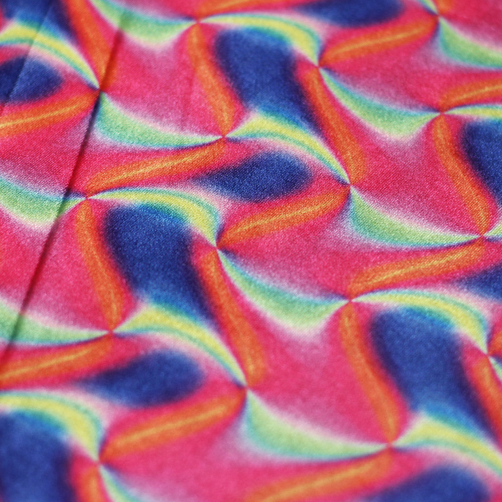 Water Color Polyester Spandex Fabric - Multi-Color Abstract Print, 58-60" Width (1 Yard)