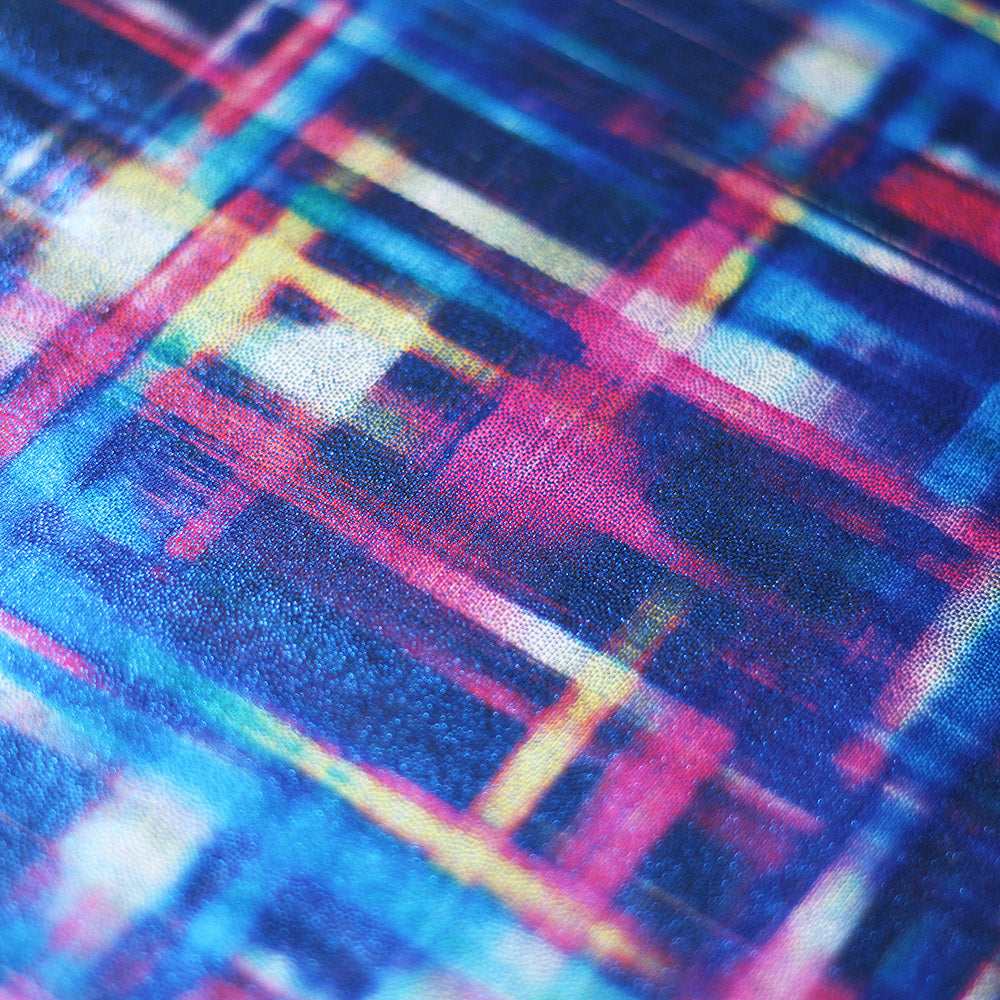 Optic Plaid Polyester Spandex Fabric - Blue And Multi Plaid, 58/60" Width (1 Yard)