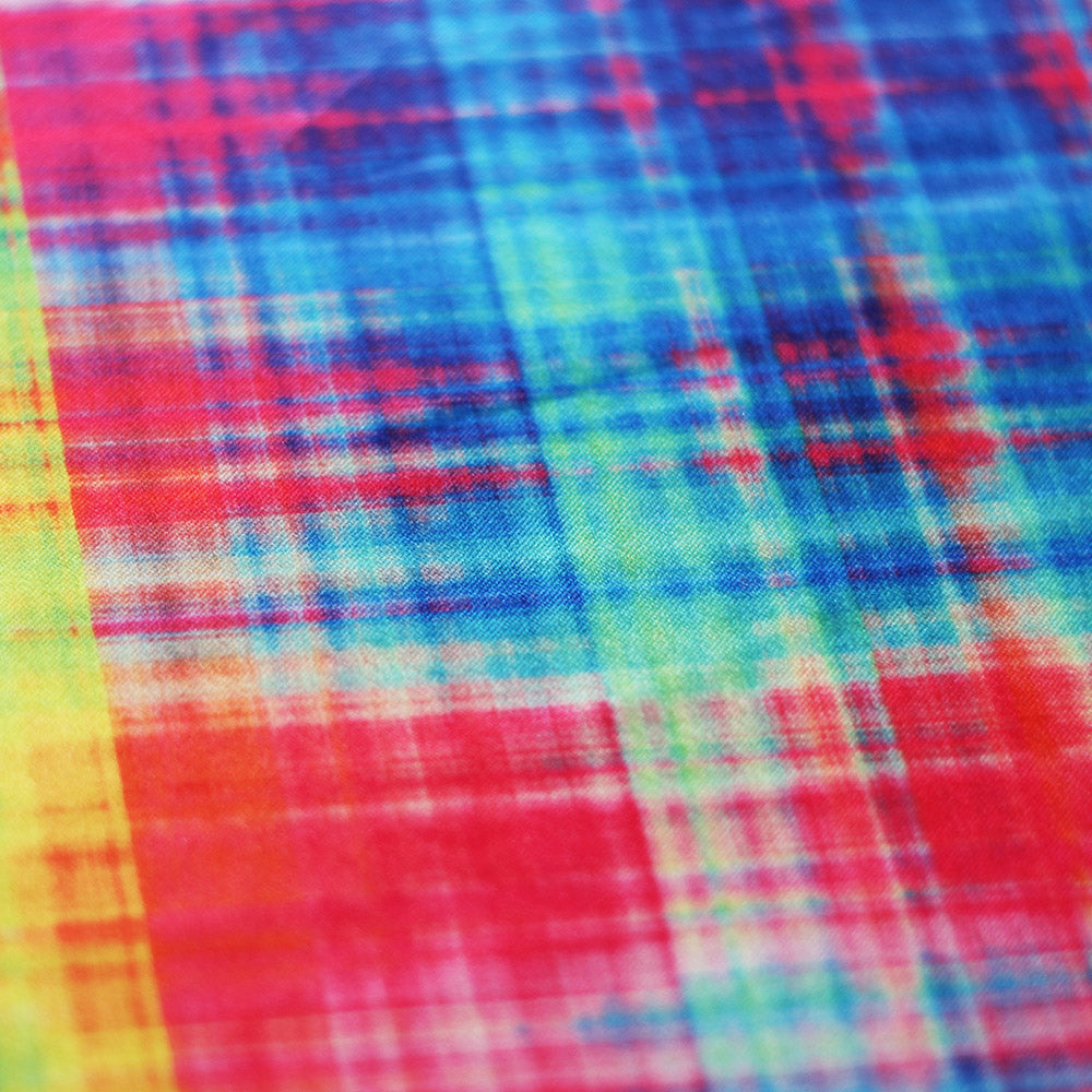 Diagonal Plaid Poly Spandex Fabric - Rainbow Plaid, 58/60" Width (1 Yard)