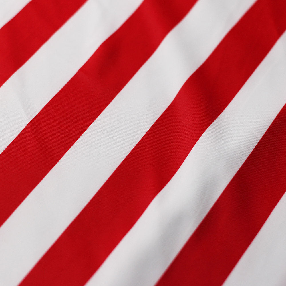 Classic Tricot Stripes Polyester Spandex Fabric - Wide Stripe Print, Black/White, Navy/White, Red/White, Turquoise/White, 58/60" Width (1 Yard)