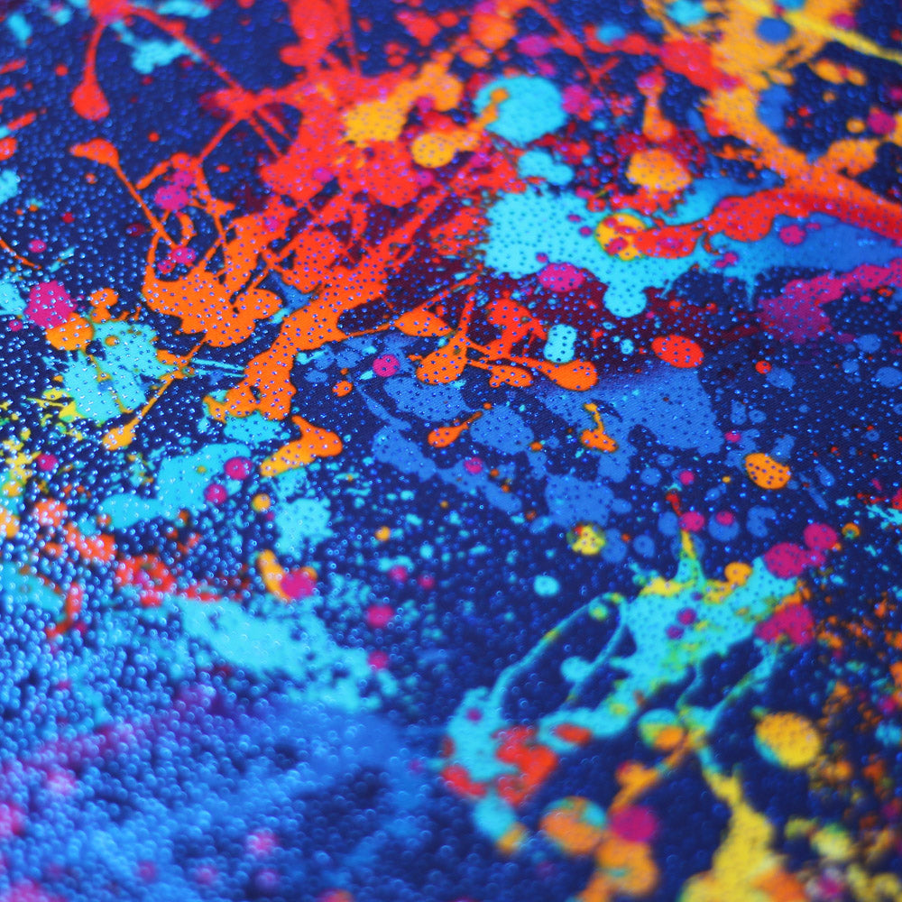 Graffiti Nylon Spandex Fabric - Rainbow Paint Splatter, Multi-Color, 58/60" Width (1 Yard)