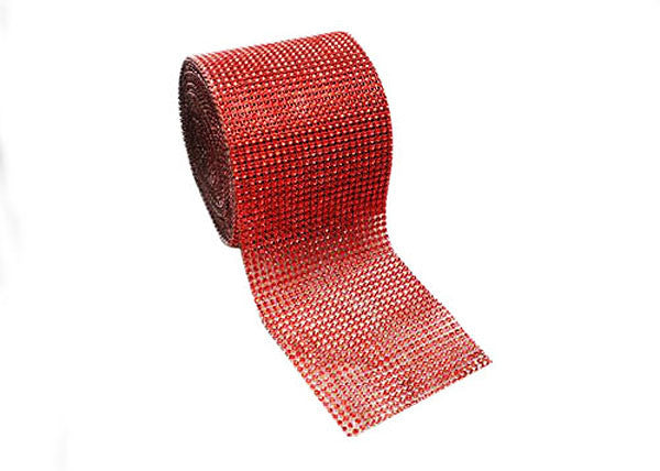 4.5" x 10 yards 24 Rows Red Diamond Mesh Wrap