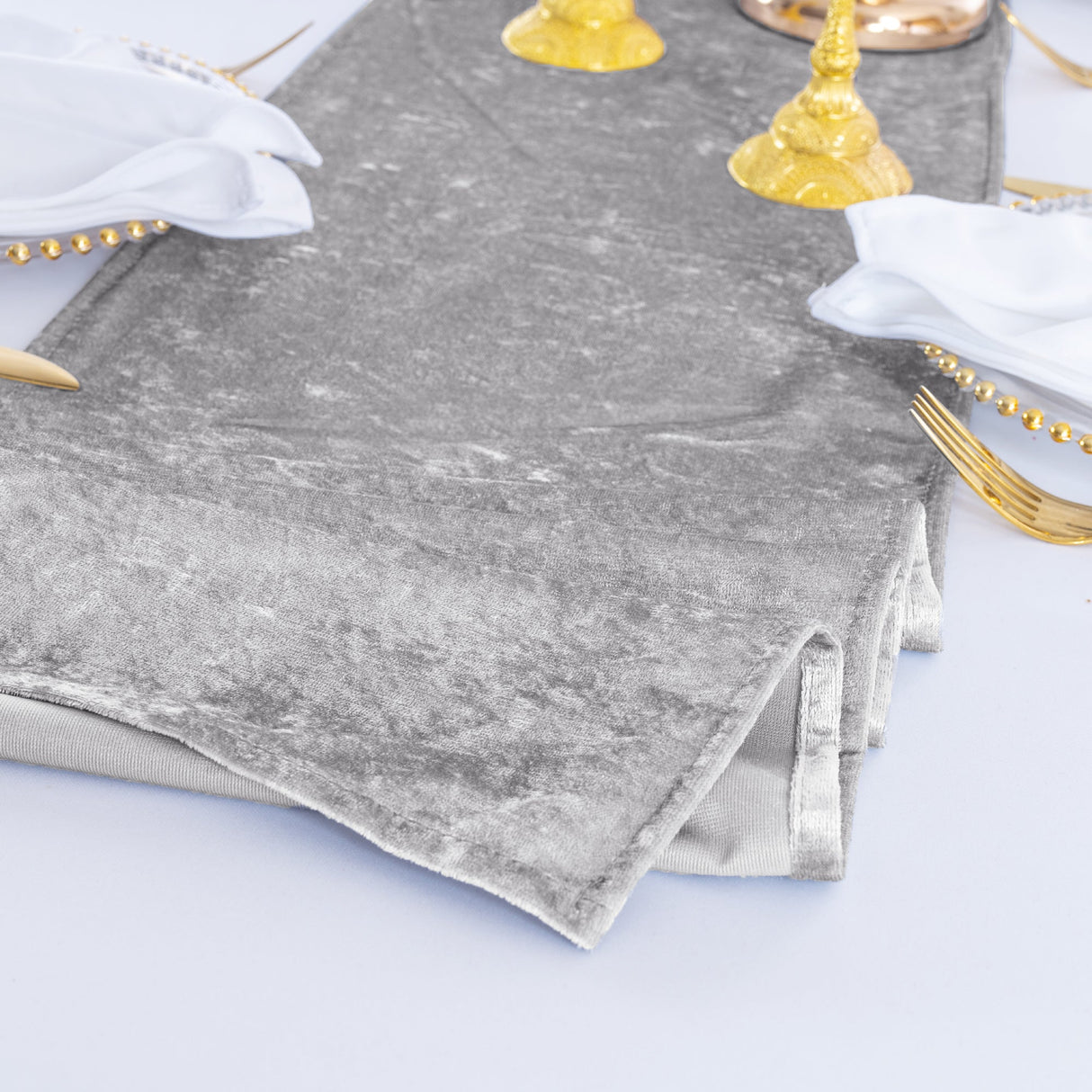 Crushed Velvet Table Runner 13x108 Silver