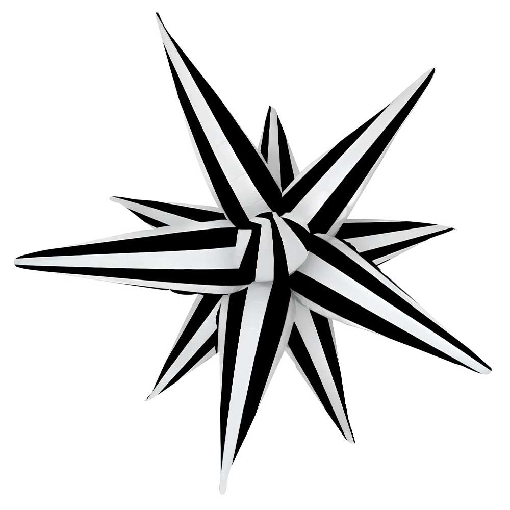 Foil Balloon Black & White Starburst 40 Inch