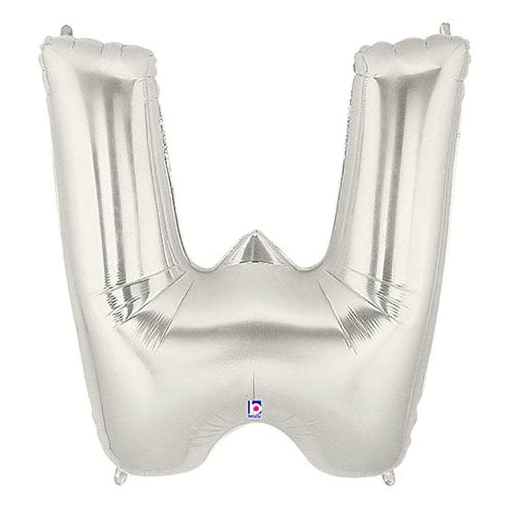 Foil Balloon Letter W Silver Megaloon