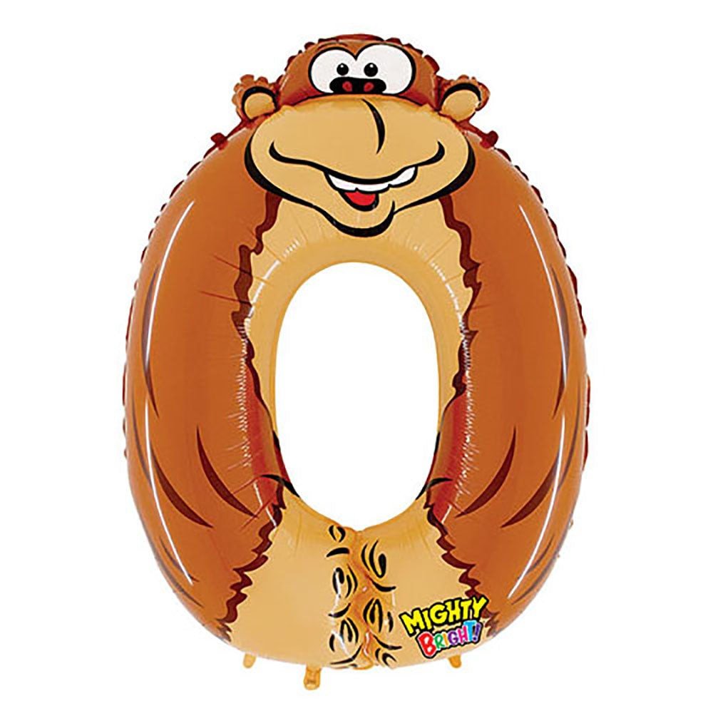 Foil Balloon 40 Inch Number 0 Gorilla Zooloon