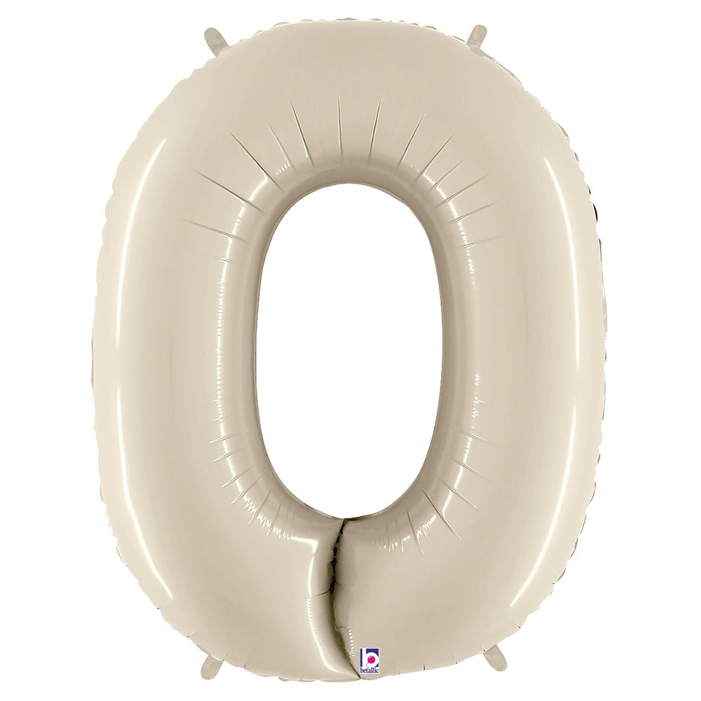 Foil Balloon Number 0 White Sand Megaloon