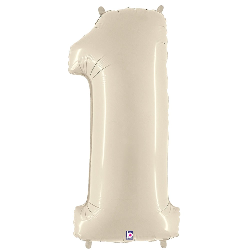 Foil Balloon Number 1 White Sand Megaloon