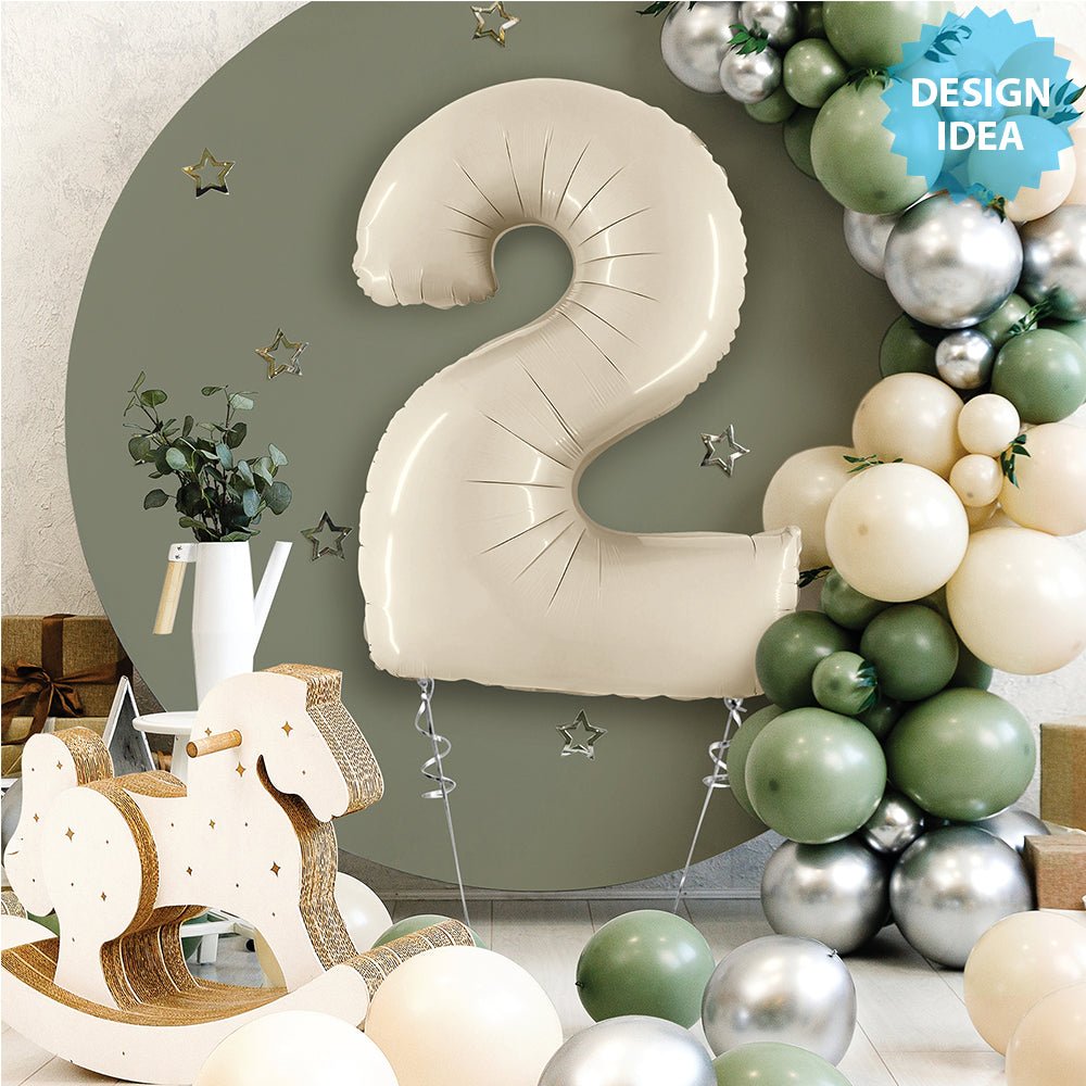 Foil Balloon Number 2 White Sand Megaloon