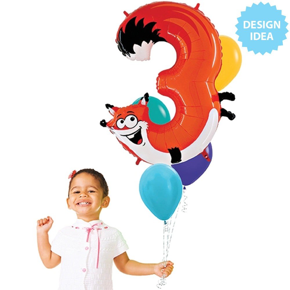 Foil Balloon Number 3 Fox Zooloon