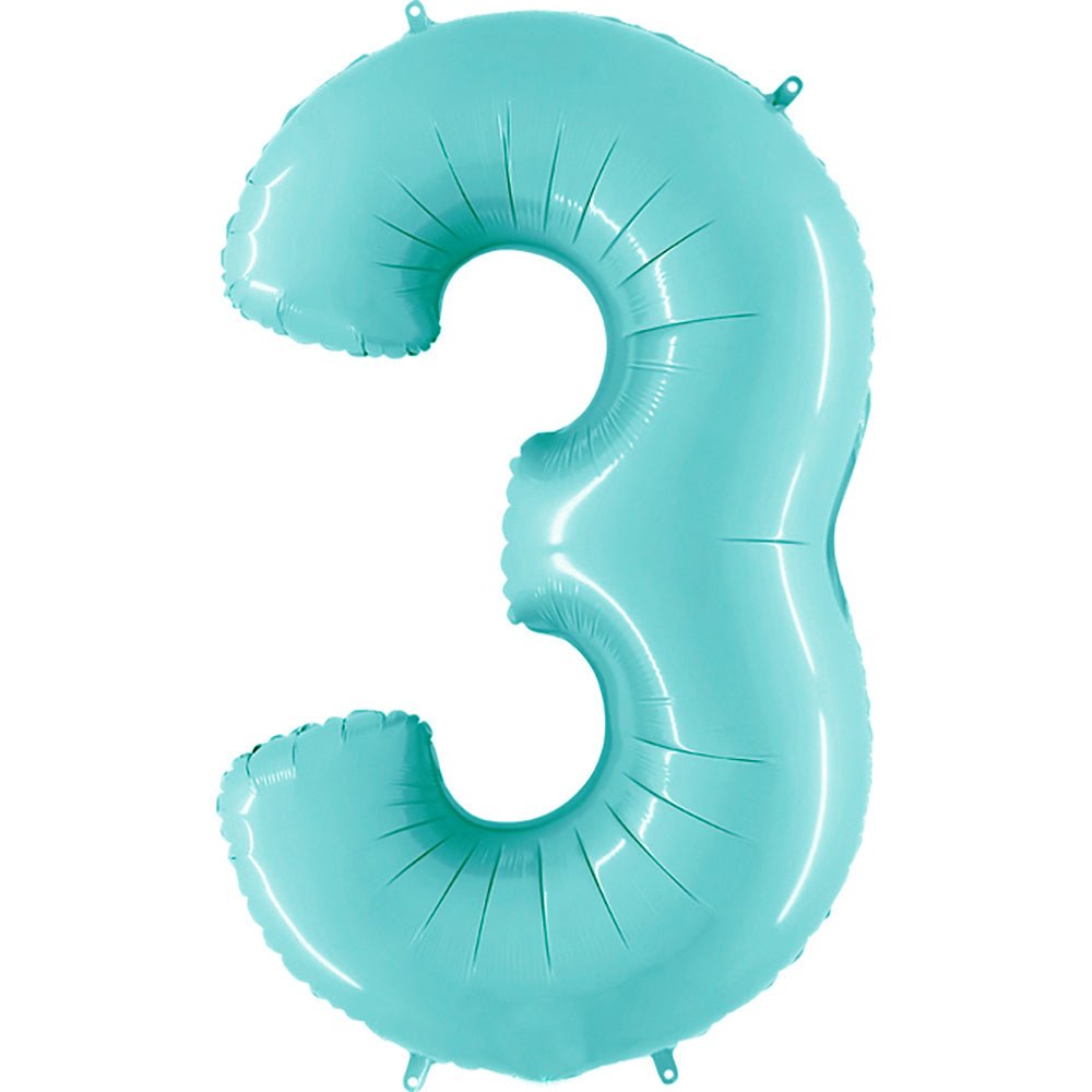 Foil Balloon Number 3 Light Blue