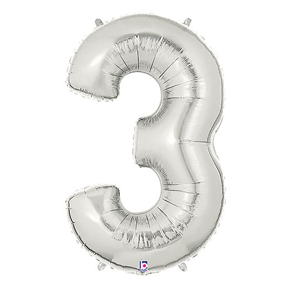 Number 3 Silver Foil Balloon