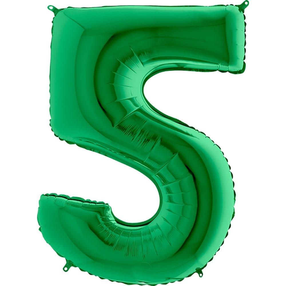 Number 5 Metallic Green Foil Balloon