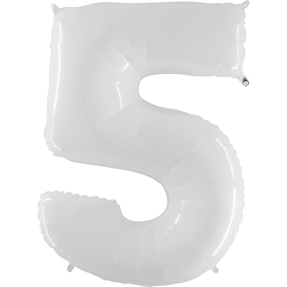 Foil Balloon Number 5 White 40 Inch