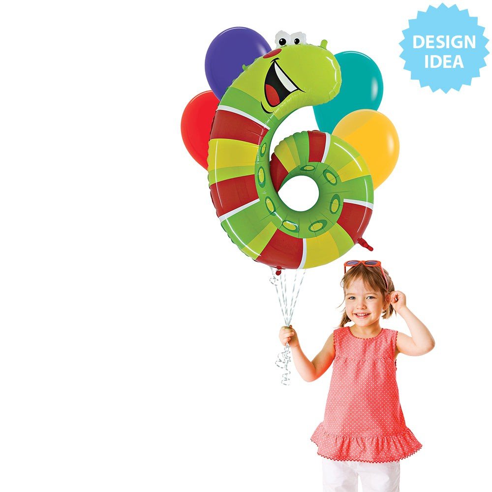 Foil Balloon Number 6 Caterpillar Zooloon