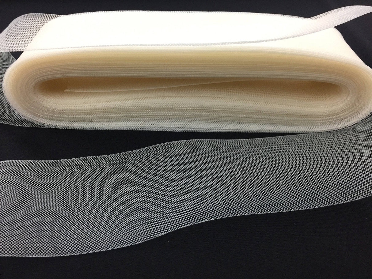 Crinoline Horsehair Braid Trim Polyester Fabric - Ivory, 4" Width (40 Yards)