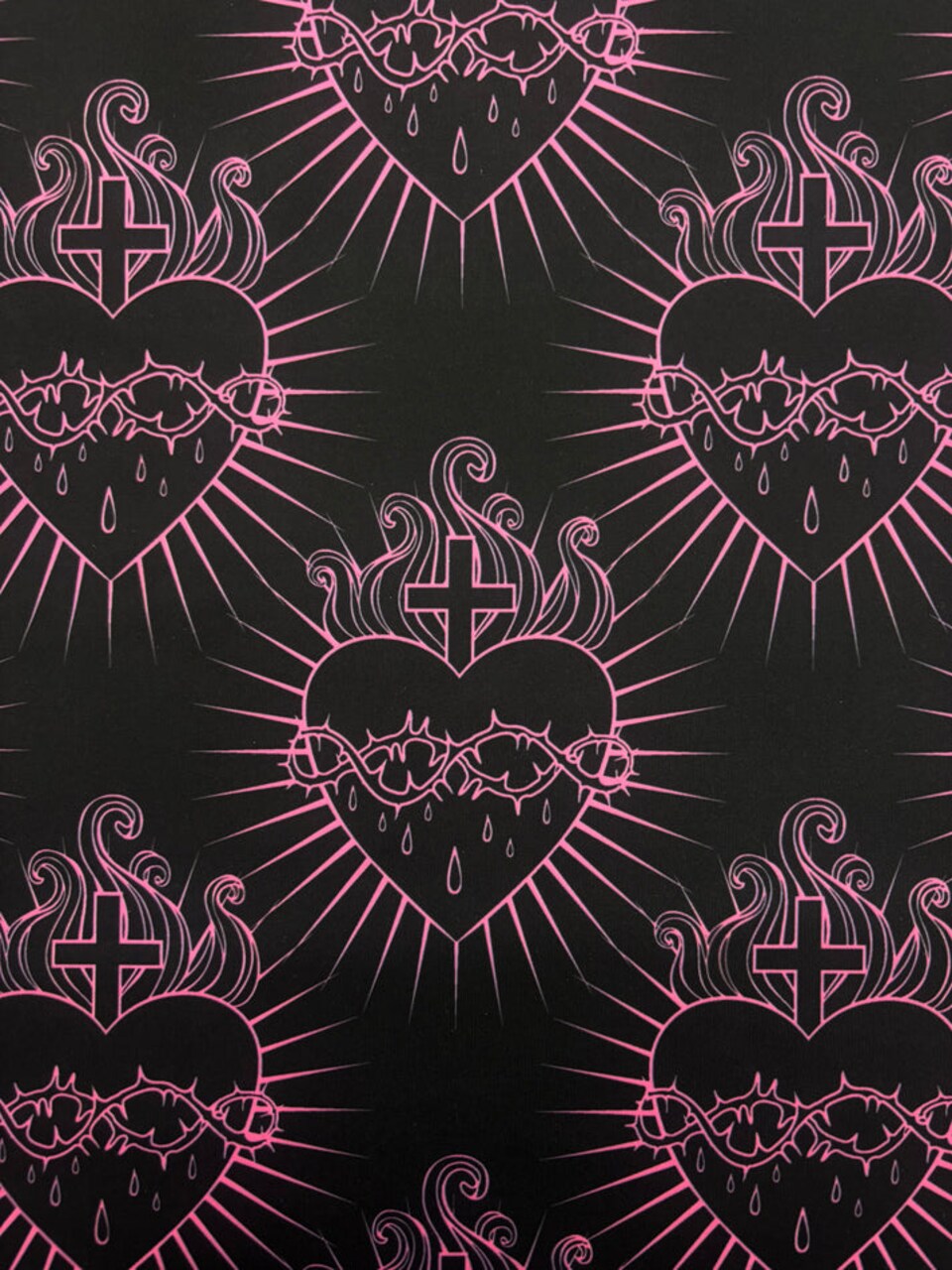 1 Yard Sacred Heart Print Stretch Spandex Fabric for Costumes and Activewear 58"/60" Width