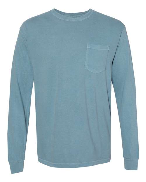 Comfort Colors® Garment-Dyed Heavyweight Crewneck Long Sleeve Pocket T-Shirt