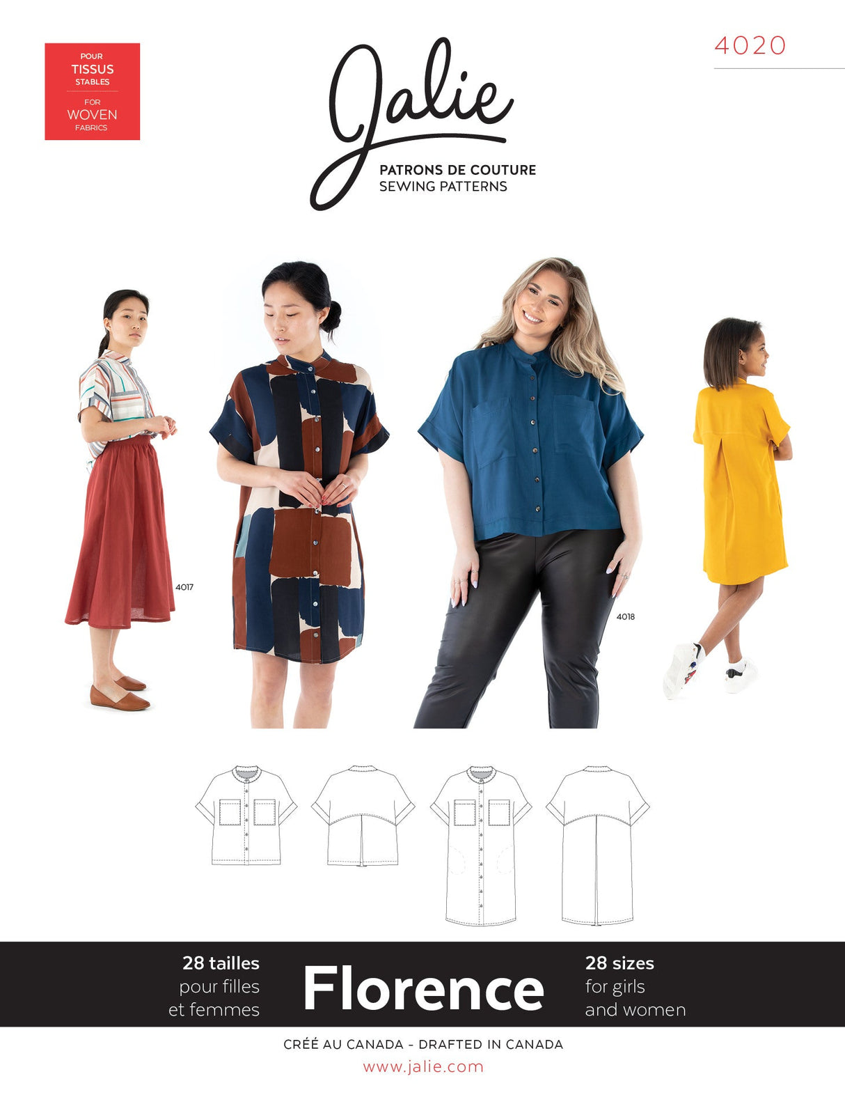 Sewing Pattern Florence Shirt and Shirtdress by Jalie