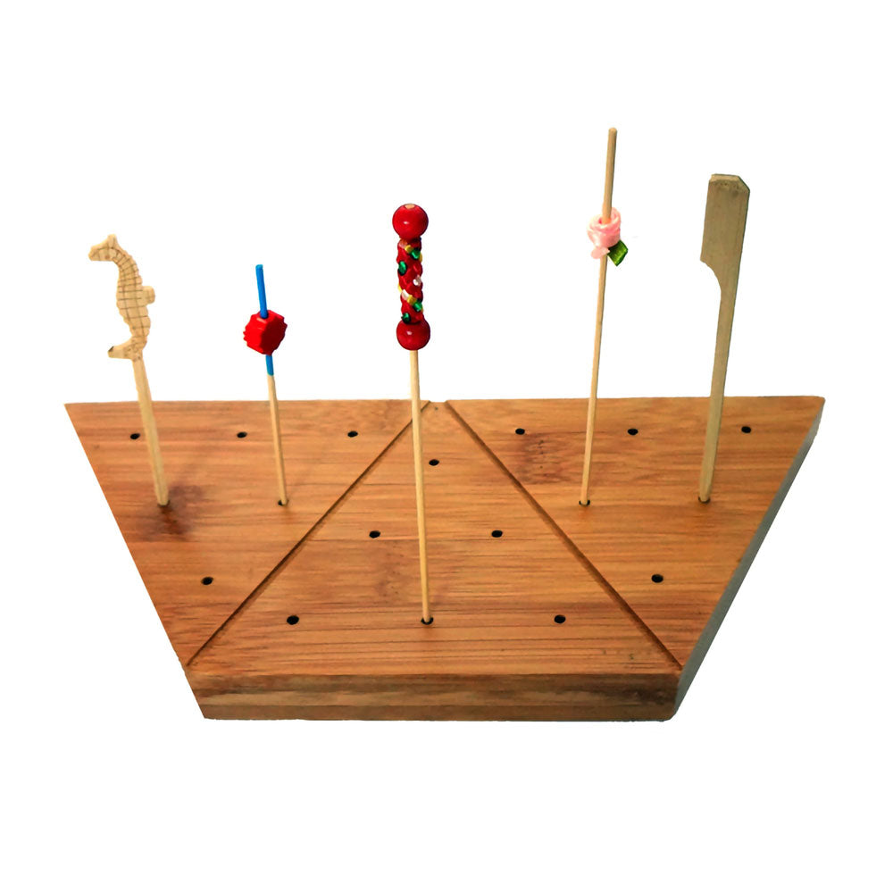PacknWood Trapezoid Pick Holder, 18 Holes, 9" x 3.9" x 0.75", 18 Holes - Case Of 5