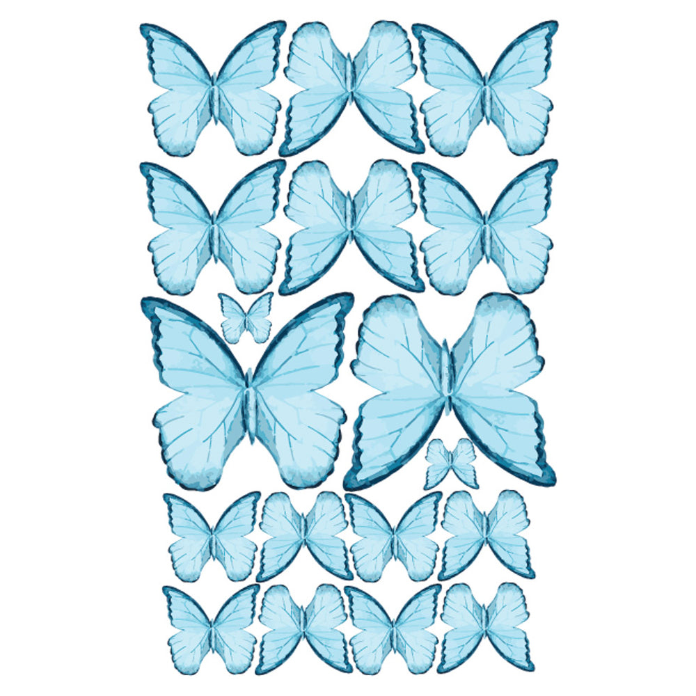 Crystal Candy Veined Blue Edible Butterflies - Pack of 22