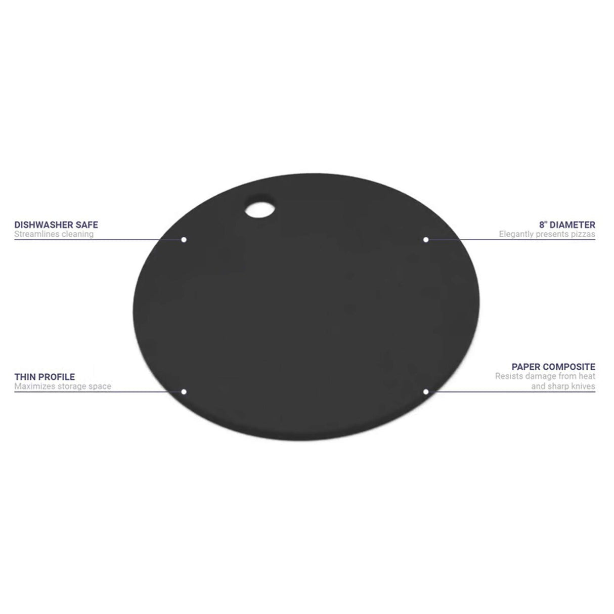 8" Round Pizza Board Paper Composite Slate