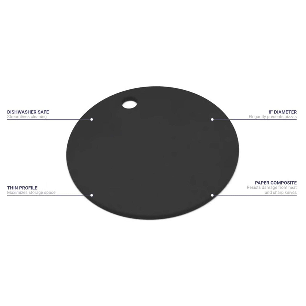 8" Round Pizza Board Paper Composite Slate