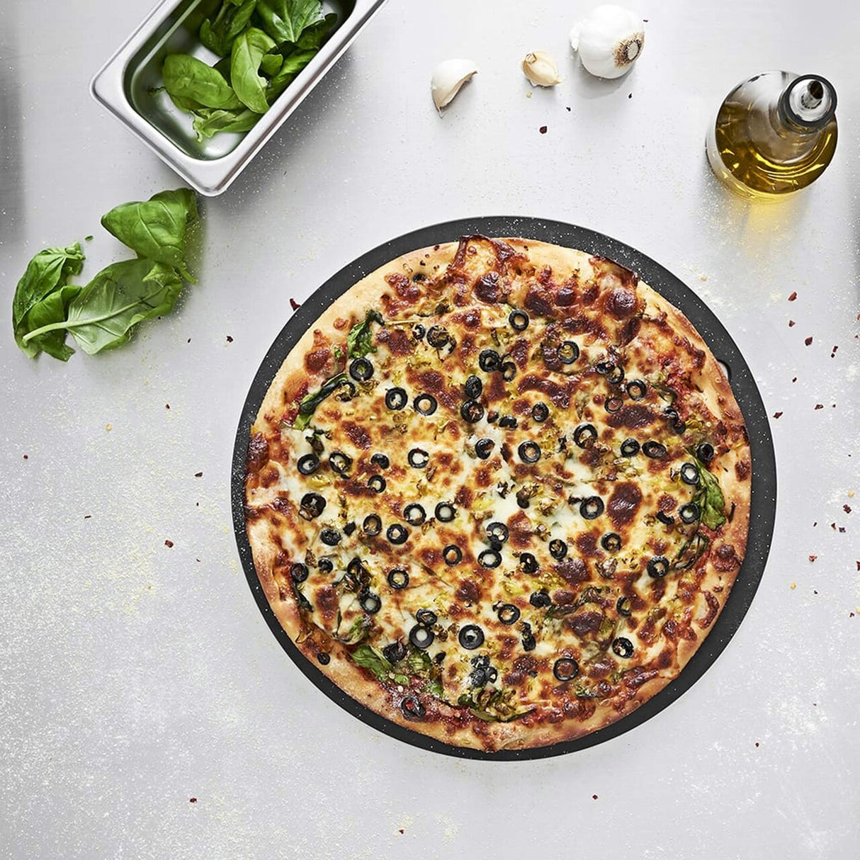 8" Round Pizza Board Paper Composite Slate