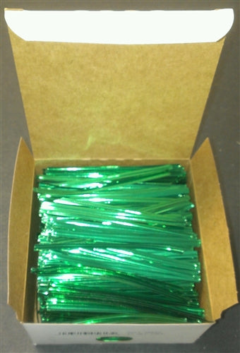 Green Metallic Twist Ties - 2,000 Pack