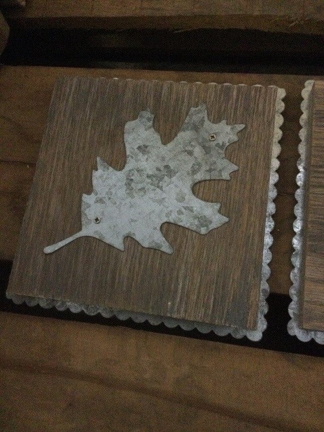 5.5" x 5.5" Tin Galvanized Leaf Wall Decor