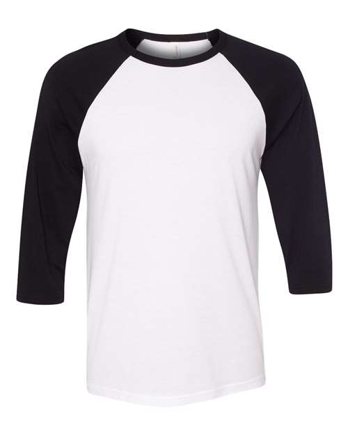 Bella + Canvas Unisex Three-Quarter Sleeve Baseball Tee