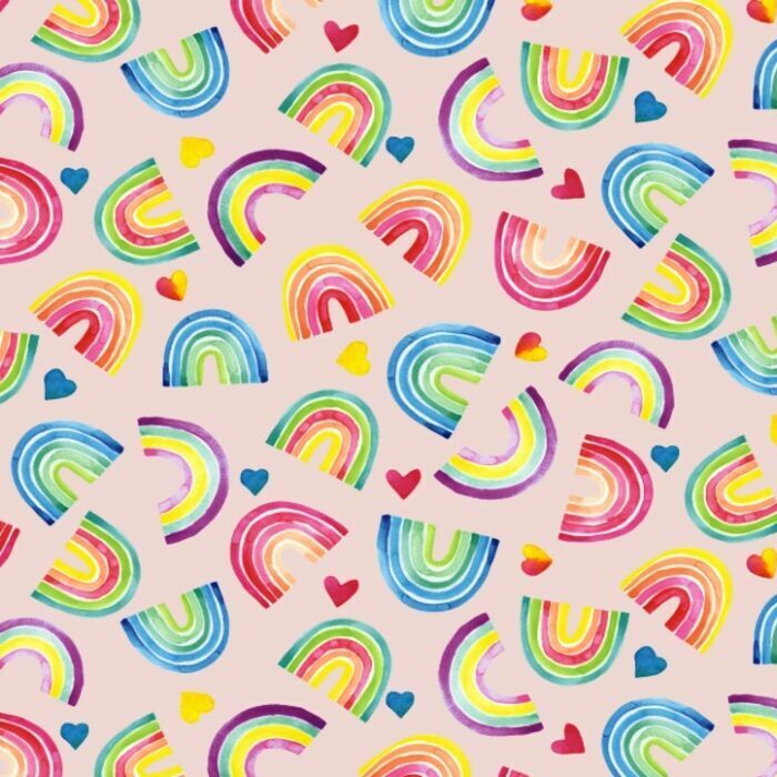 Printed Spandex Rainbow Heart Activewear Fabric