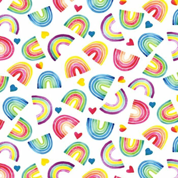 Printed Spandex Rainbow Heart Activewear Fabric