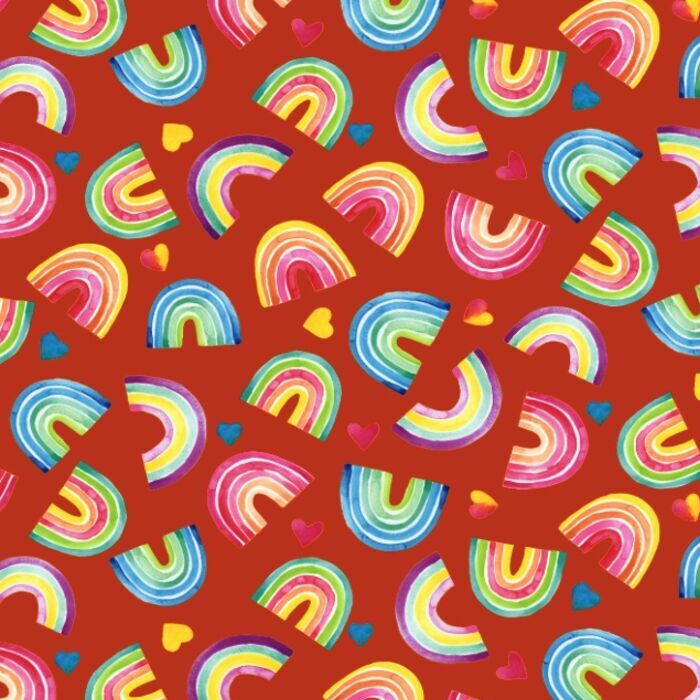 Printed Spandex Rainbow Heart Activewear Fabric