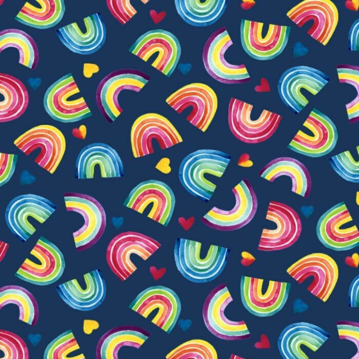 Printed Spandex Rainbow Heart Activewear Fabric