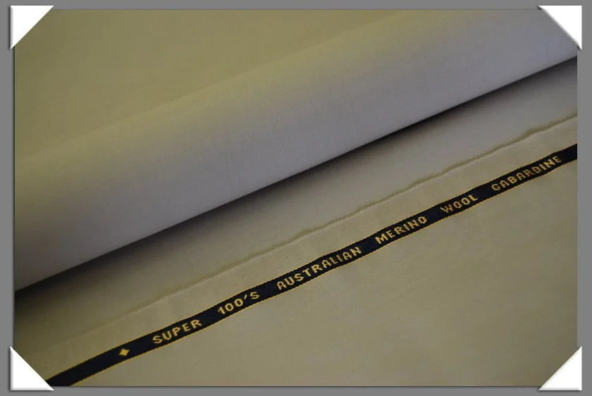 1 Yard Bone Super 100s Merino Wool Fabric, Tailoring Grade Suit Cloth 58/60 Inches Wide